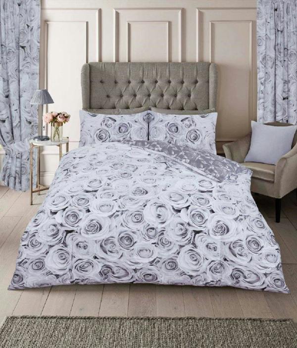 Smart Living Bellerose Duvet Cover and Pillowcase Set - Grey