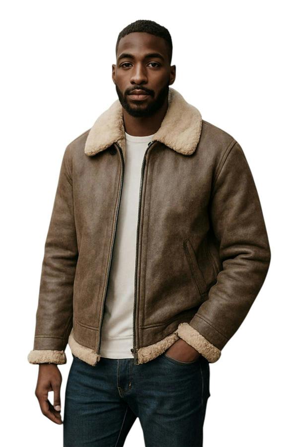 Infinity Leather Mens B3 WW2 Sheepskin Leather Flying Aviator Jacket-Houston