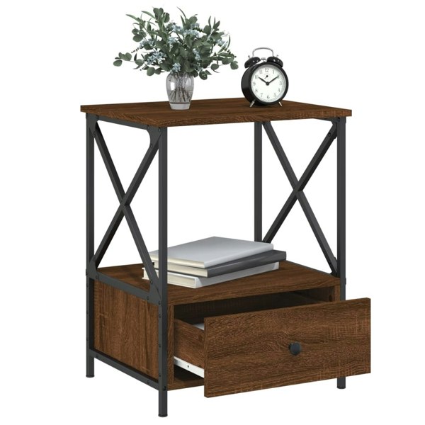 Berkfield Bedside Table Brown Oak 50x41x65 cm Engineered Wood