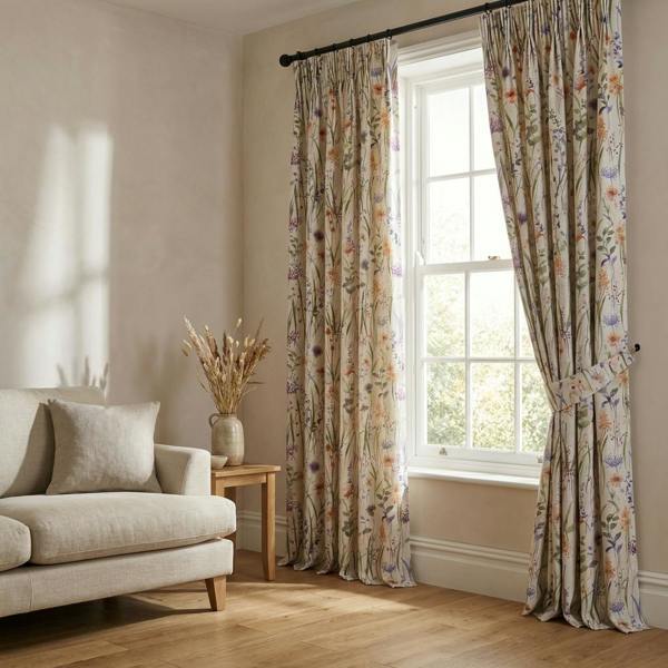 Hampshire made-to-measure curtains in Multi, styled in a living room