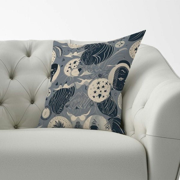 Warren Reed Abstract Moon and Stars Cushions