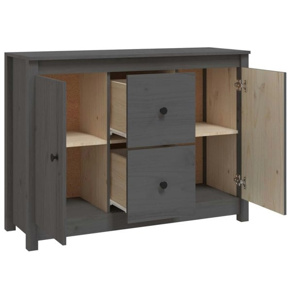 Berkfield Sideboard Grey 100x35x74 cm Solid Wood Pine