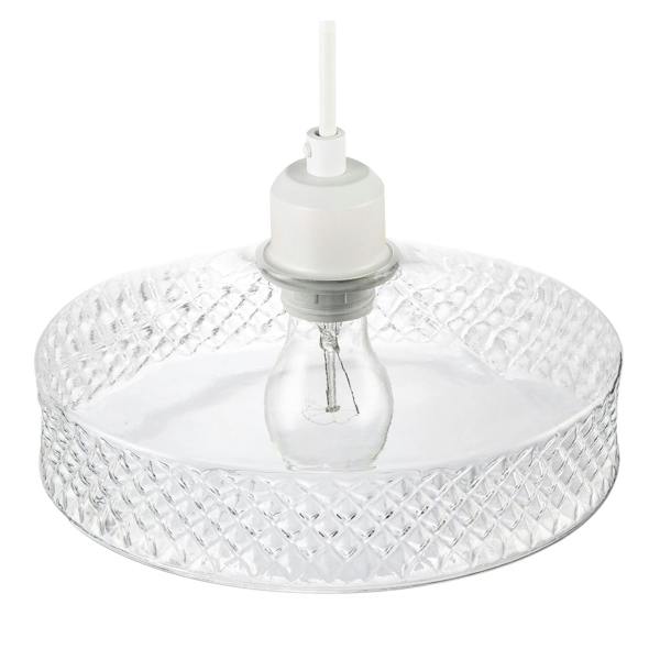 Clear Glass Pendant Lighting Shade with Strip of 3D Shaped Diamonds Image 3