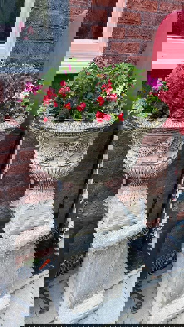 Extra Large Oval Antique Garden Urn and Plinth