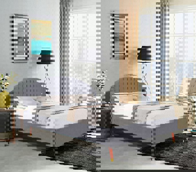 Comfy Living Athens Winged Plush Velvet Fabric Bed Frame - A Luxurious and Sophisticated Statement Piece for Your Bedroom