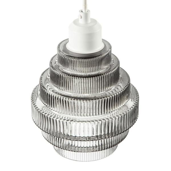 Tiered Stepped Design Smoked Ribbed Glass Pendant Ceiling Light Shade Image 3
