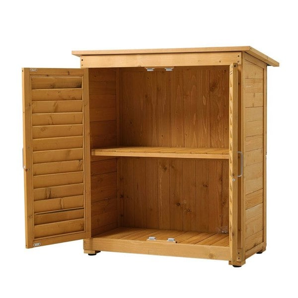 97cm H Outdoor Solid Wood Storage Cabinet Garden Tool Shed Garden Sheds Living and Home