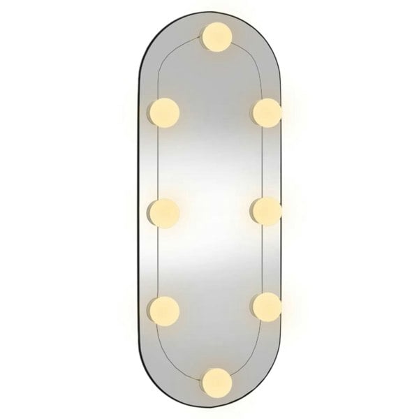 Berkfield Wall Mirror with LED Lights 20x50 cm Glass Oval