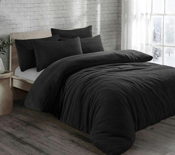 Teddy Fleece Black Duvet Cover Set