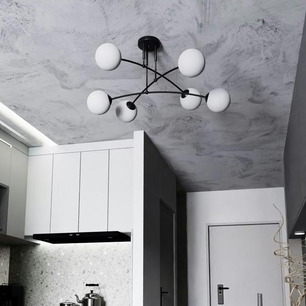 Emibig PREGOS Ceiling lamp  6 x E14 Black with White Shade