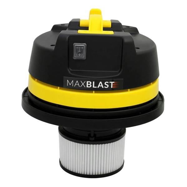 Gutter vacuum attachment featuring a black and yellow design, compact shape, and a filter for efficient wet and dry cleaning
