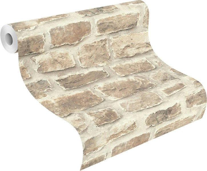 Rasch Wallpaper Rustic Stone Brick Natural Beige Wall Paper 860610