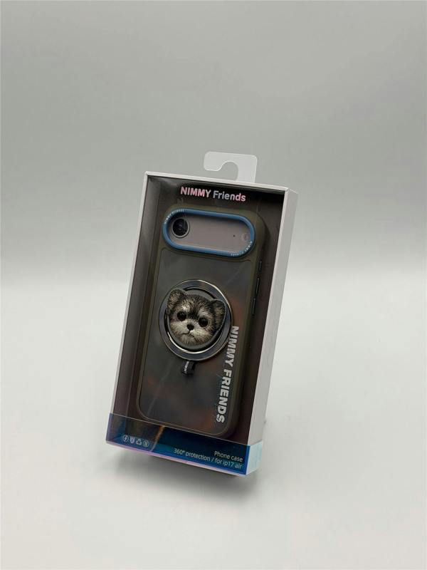 Nimmy Friends Nimmy Big Eye Cute Pet Yorkie Dog Face Case with Detachable MagSafe Grip for iPhone 17 Air 6.5" Grey Blue - N-XDY-CXZJZH-IP17-AIR-027