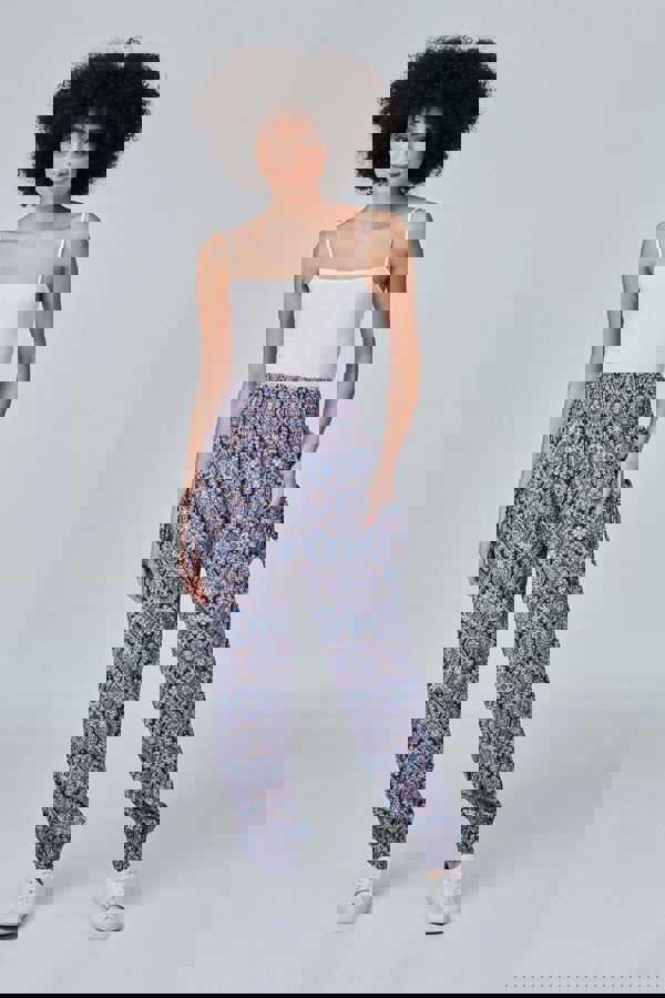 Navy | Mosaic Print Harem Pants