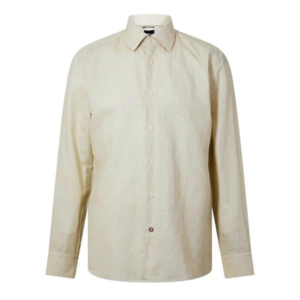 Boss Mens Geometric Pattern Regular Shirt - White - 