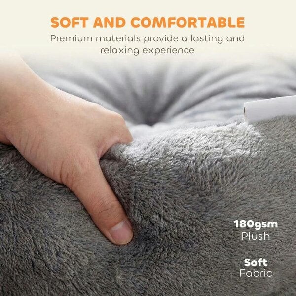 Cat Bed, Reversible Dog Pet Bed for Indoor Cats and Small Dogs, Round Bed with Supportive Bolster, Dark Grey
