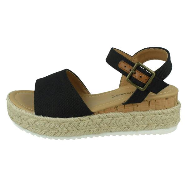 Anne Michelle Ladies Mid Platform Wedge Espadrille Mule Sandal with Buckle Ankle Strap F12091