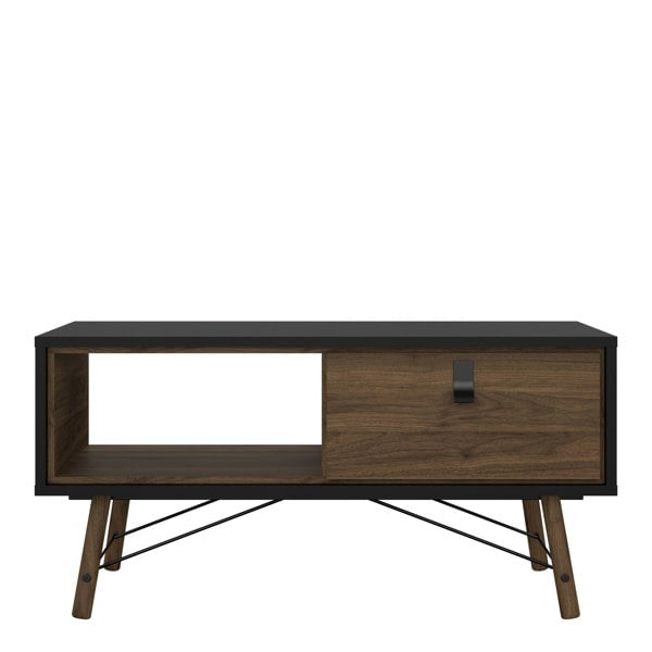 Furniture To Go Ry Coffee Table with 1 Drawer in Matt Black Walnut
