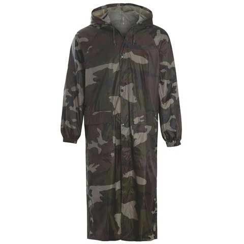 Long waterproof rain coat in camo