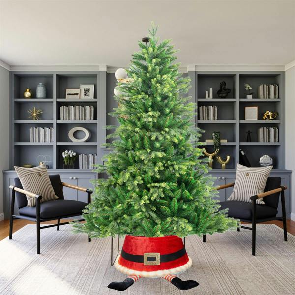 22inch LED Santa Style Christmas Tree Collar with Sequin Fabric Finish and Foldable Design image 4