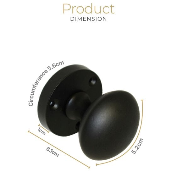 EDH Door Hardware Matt Black Round Door Knobs on Rose – Modern Internal Mortice Door Knob Set – 1 Pair