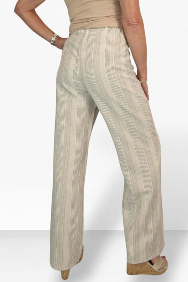 Paulo Due Women's Striped Elasticated Waist Wide Leg Trousers