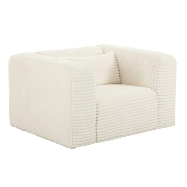 Furniture Edit Tarra Fluffy Oversized Cream Corduroy Armchair