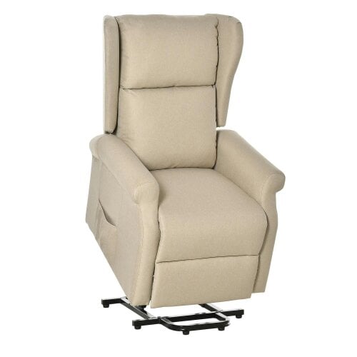 Bobobiy Power Lift Recliner Armchair, Electric Lift Chair for Elderly, Fabric Riser and Reclining Chair with Remote Control, Beige