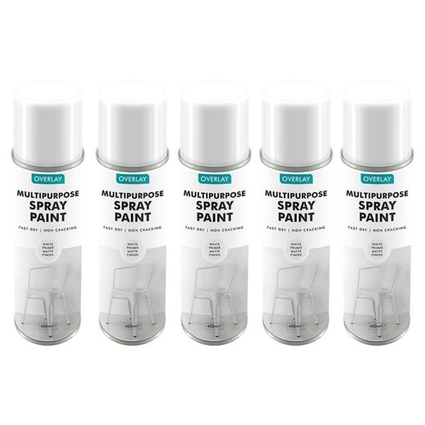 Overlay 5X Overlay White Primer Matt Auto Professional Spray Paint 400ml