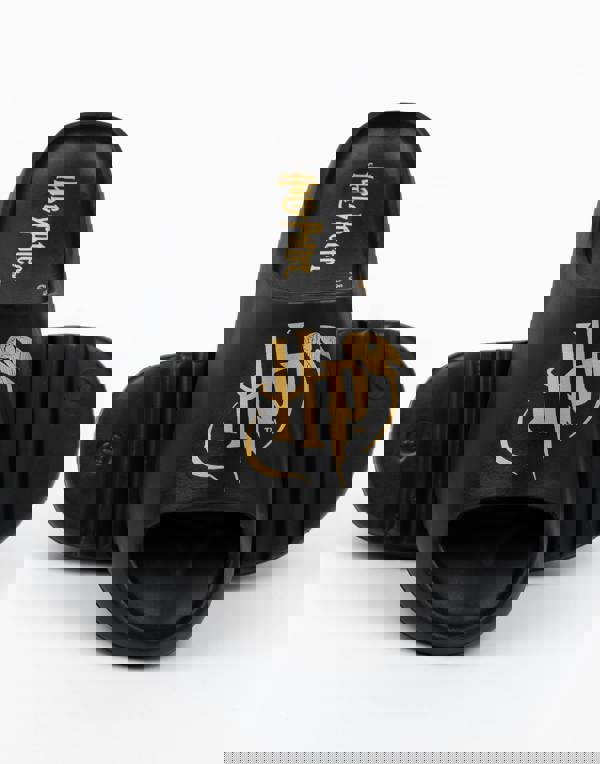 Harry Potter Womens Black Logo Sliders