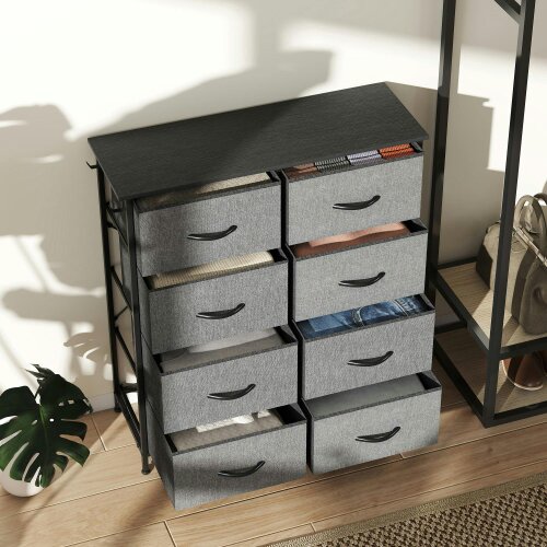 Wyld Haus Niri Fabric And Metal Charcoal Grey 8 Drawer Storage Chest