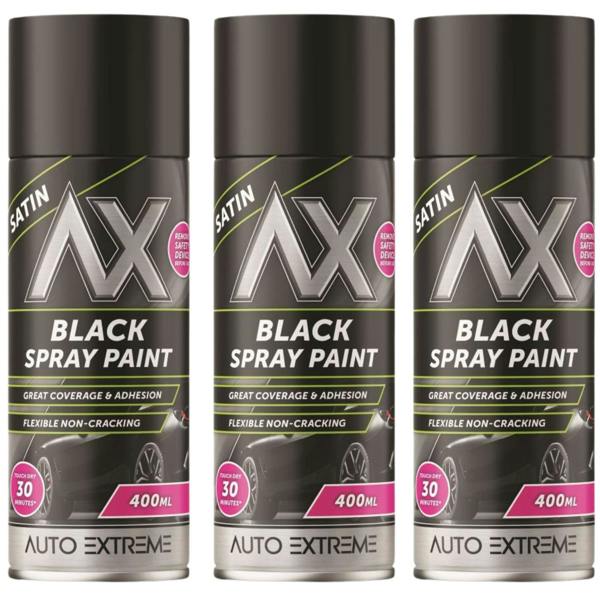 Auto Extreme 3X Auto Extreme Pro Satin Black Spray Paint 400ml