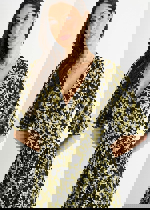 Gini London Green Animal Print Wrap Skater Maxi Dress