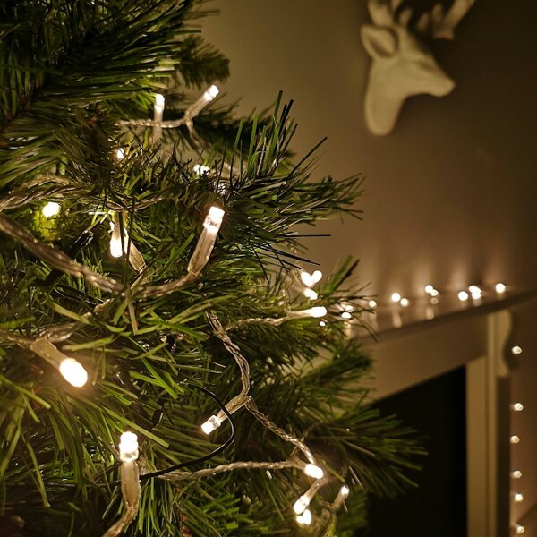 Samuel Alexander 200 LED 16m Premier Christmas Outdoor 8 Function Lights Clear Wire in Warm White