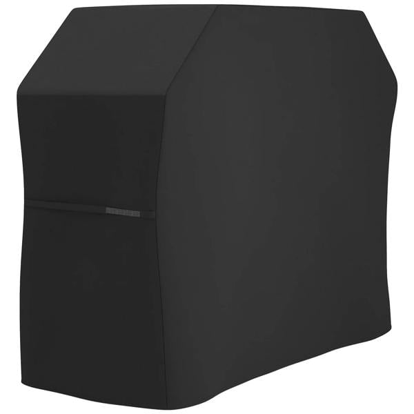 Black fitted protective grill cover, boxy shape, smooth plastic-coated surface.