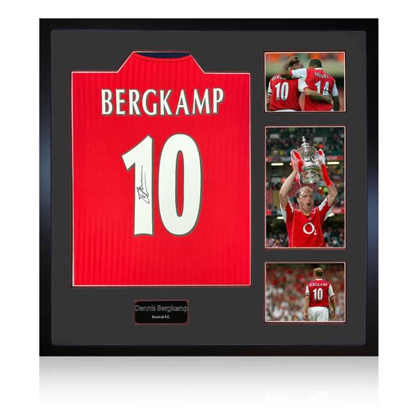 Dennis Bergkamp Signed Arsenal Shirt Elite Frame