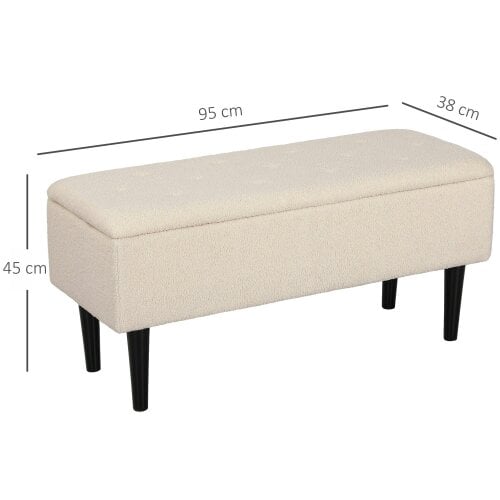 Wyld Haus Nevano Boucle Cream Storage Ottoman Teddy Fleece