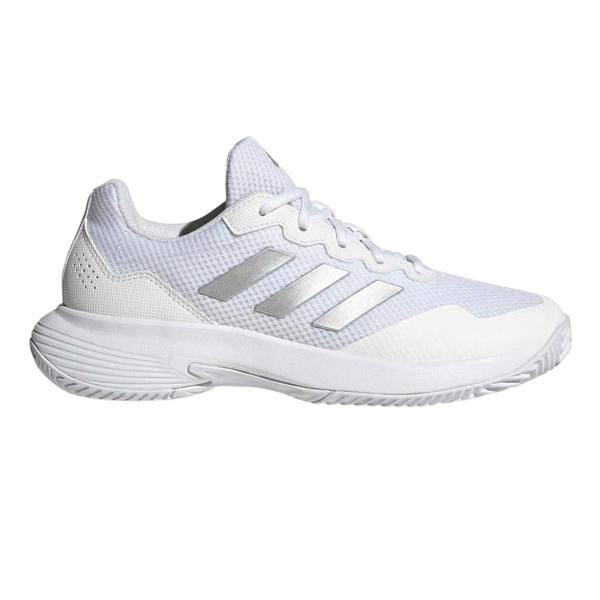 Adidas Womens/Ladies GameCourt 2.0 3 Stripes Tennis Shoes - White - 