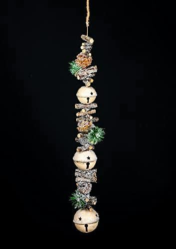 90cm Cream Hanging Christmas Decoration with Jingle Bells, Wooden Sticks, Berries and Pinecones image 4