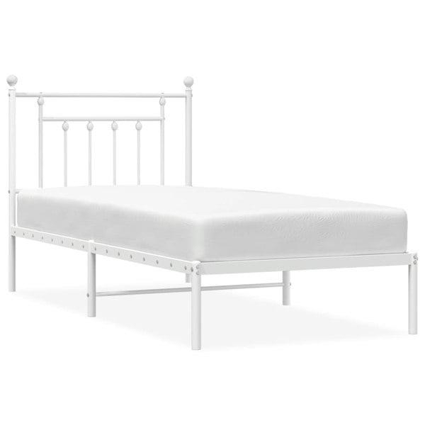 Berkfield Metal Bed Frame with Headboard White 90x190 cm