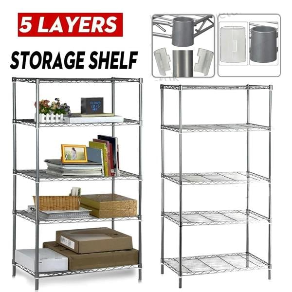 ATEK 5 Tier Metal Wire Storage Rack Shelving Unit Silver