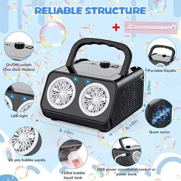 Havendro Automatic Bubble Machine Bubble Blower With 50000 Bubbles Per Minute LED Outdoor