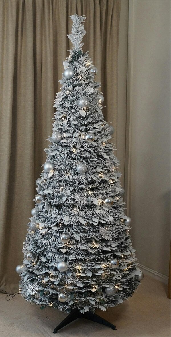 Scotts of Stow Xmas Haus PreLit Led Pop Up Silver Decor Xmas Tree