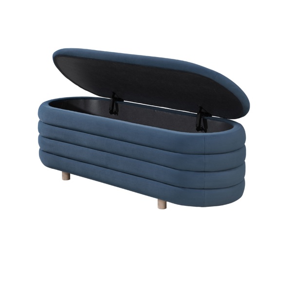 Ripple Storage Oval Ottoman - Blue