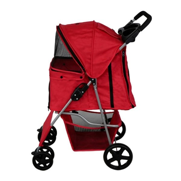 Monstershop Pet Stroller with Rain Cover – Red