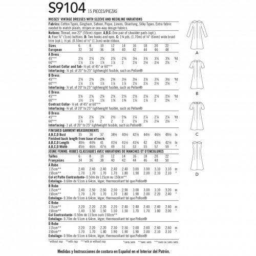 Simplicity Sewing Pattern 9104, Dresses for Women, H5 (6-8-10-12-14) - Intermediate