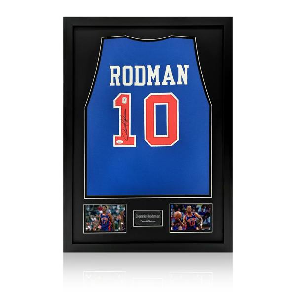 Dennis Rodman Signed Detroit Pistons Jersey Premium Frame (JSA)