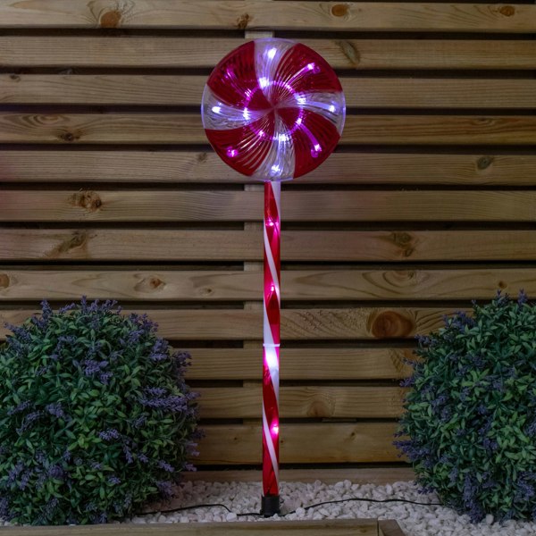 Samuel Alexander 58cm Light up Red and White Candy Pop Christmas Pathfinders with 63 White LEDs