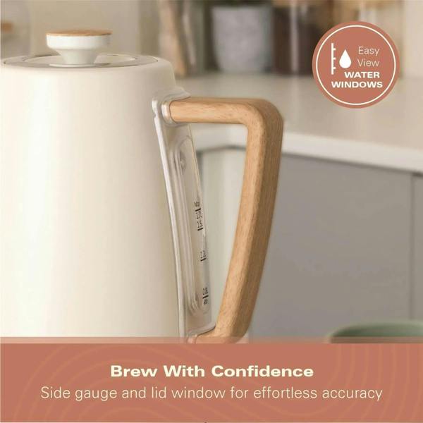 Hamilton Beach Scandi 1.7L Kettle - Matte Cream with Wood Effect
