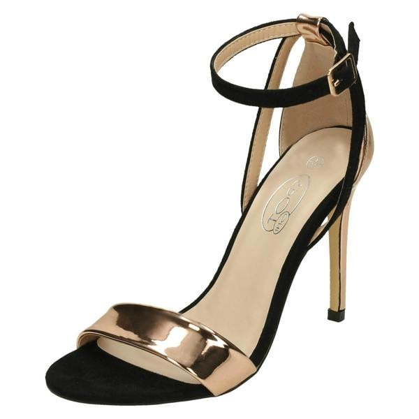 Spot On Ladies Spot On High Heel Ankle Strap Sandals